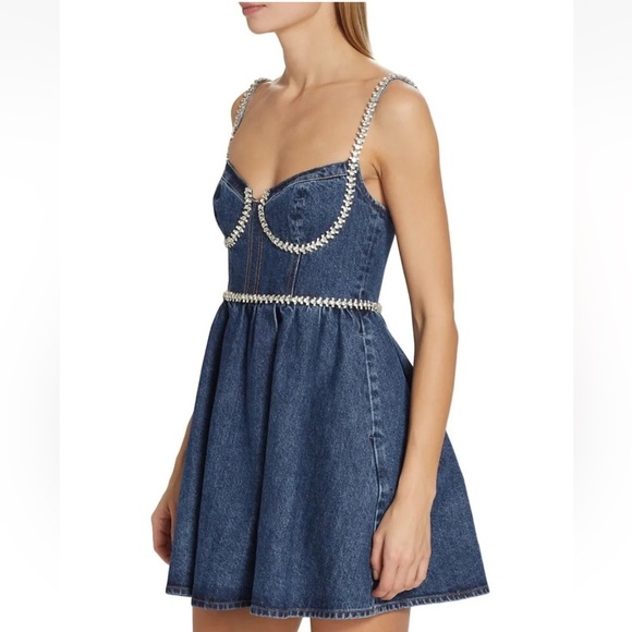 New Self-Portrait diamonds jeans dress, xs - Picture 2 of 5